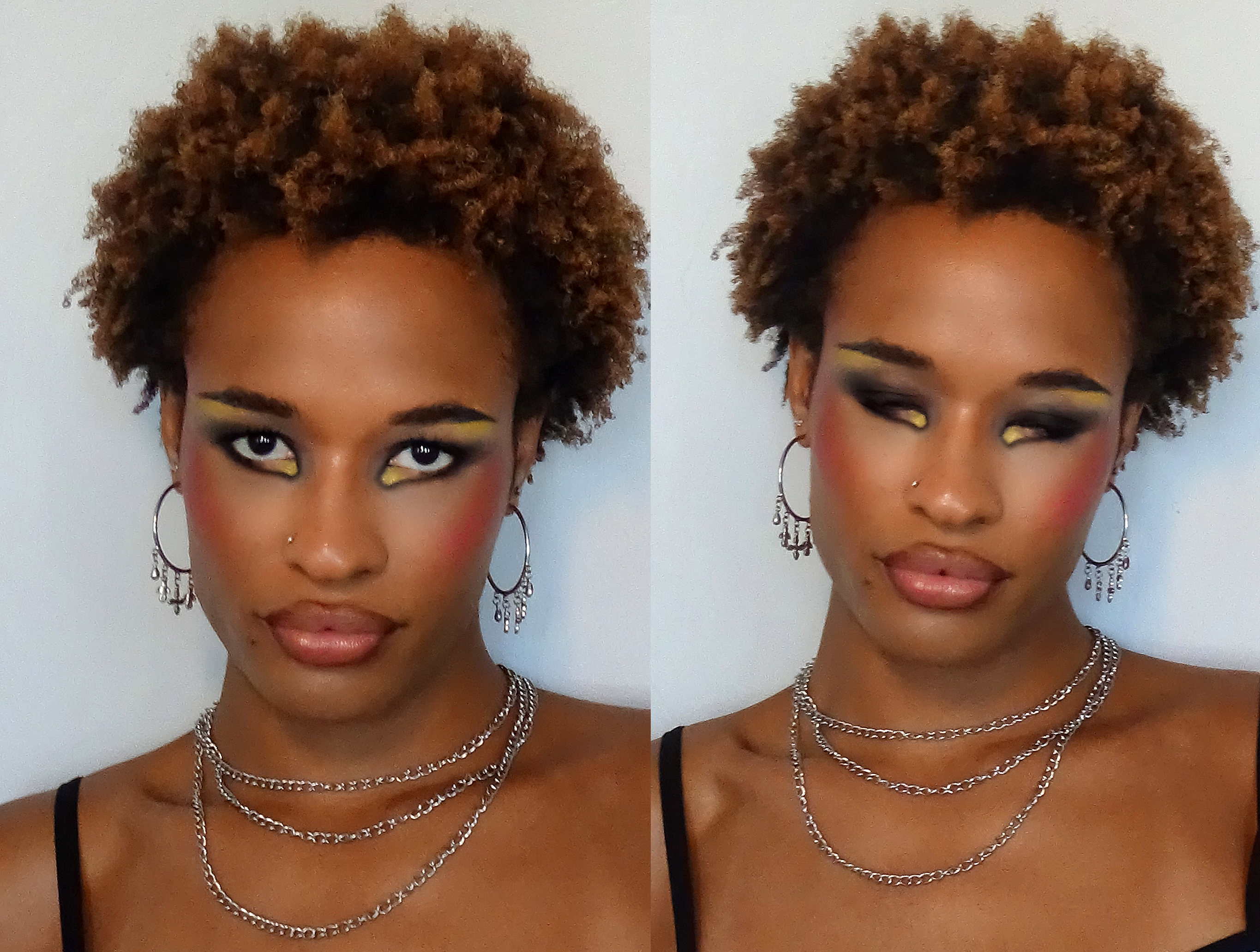 Close up portrait of Jules Crosby with soft glam makeup looking at the camera against a white backdrop